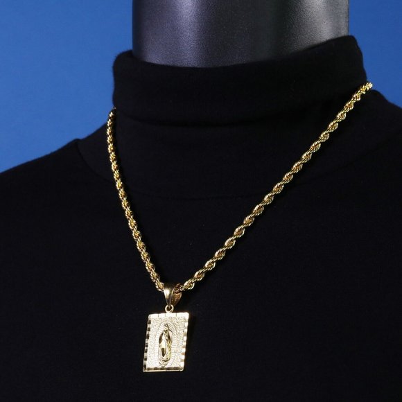 14k Virgin Mary Rope Necklace + Pendant